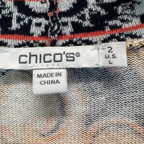 Chicos 2 Linen Blend Floral Fringe Long Cardigan Women's US L Lagenlook Boho - Picture 3 of 16